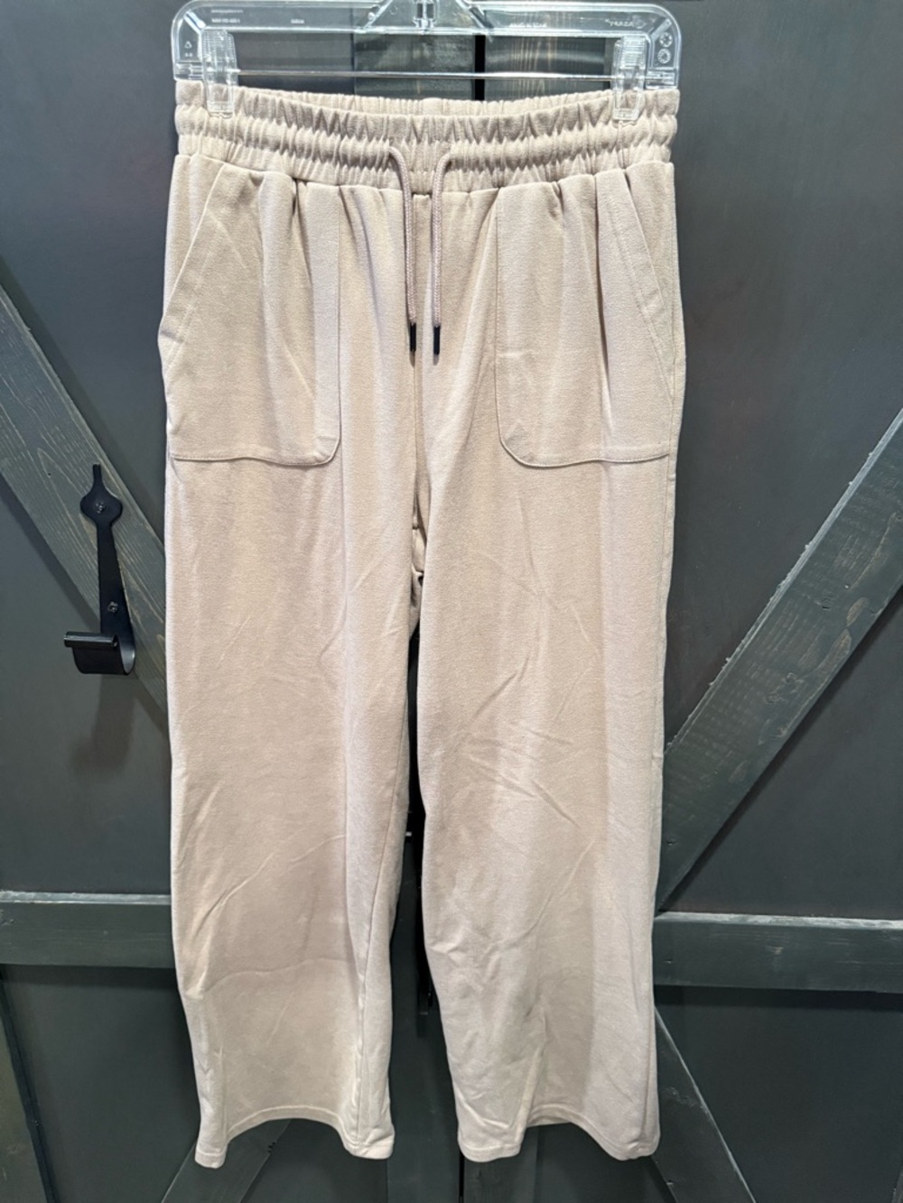 Women's Wide Leg Drawstring Pants in Light Beige